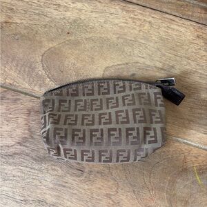 Fendi Brown and Tan Monogram Pouch